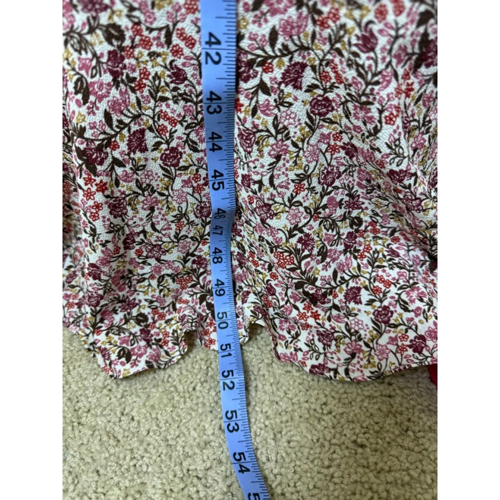 Women's Max Studio XL Pink White Floral Ruffle Wrap Dress